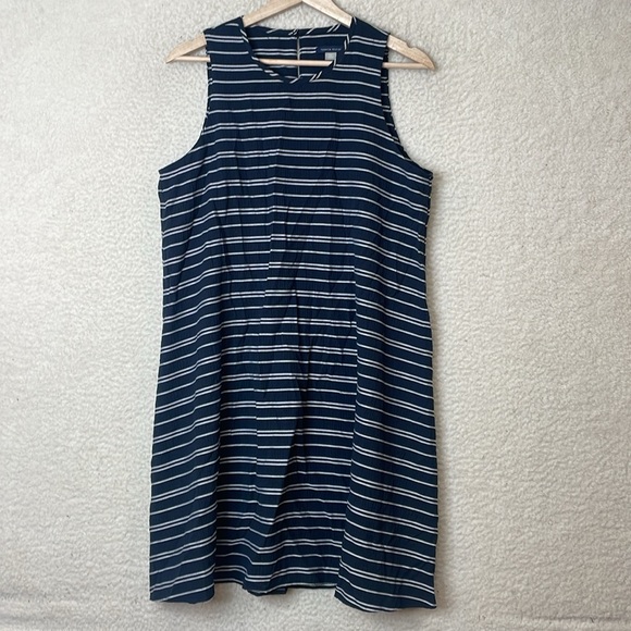 NWT Tommy Hilfiger Womens Navy Striped Sleeveless Keyhole Dress SIZE 8 - Picture 2 of 6